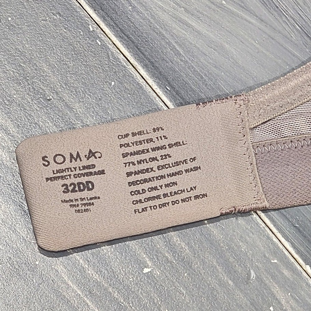 Soma Bra 32DD Lightly Lined Perfect Coverage Underwire Tshirt Bra Taupe - Picture 2 of 9